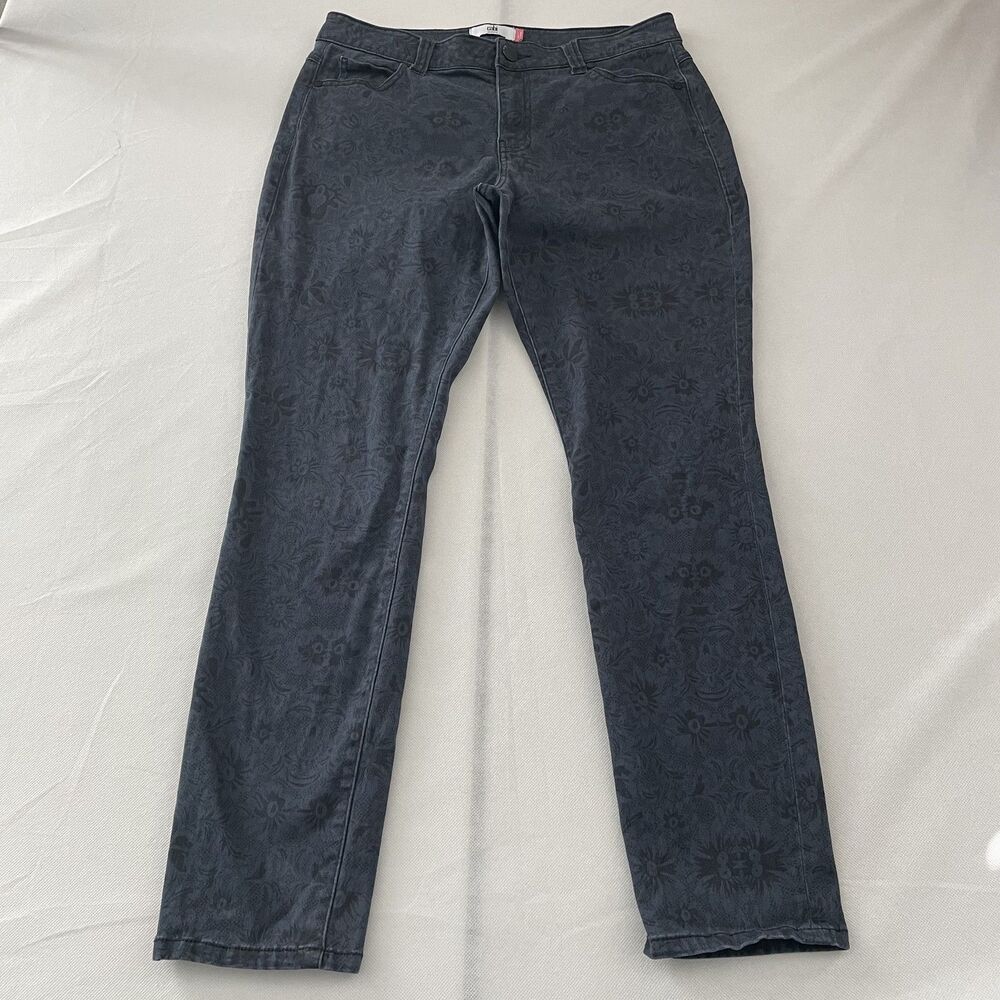 Cabi 3196 Curvy Skinny Jeans Floral Print Blue Women Size 14
